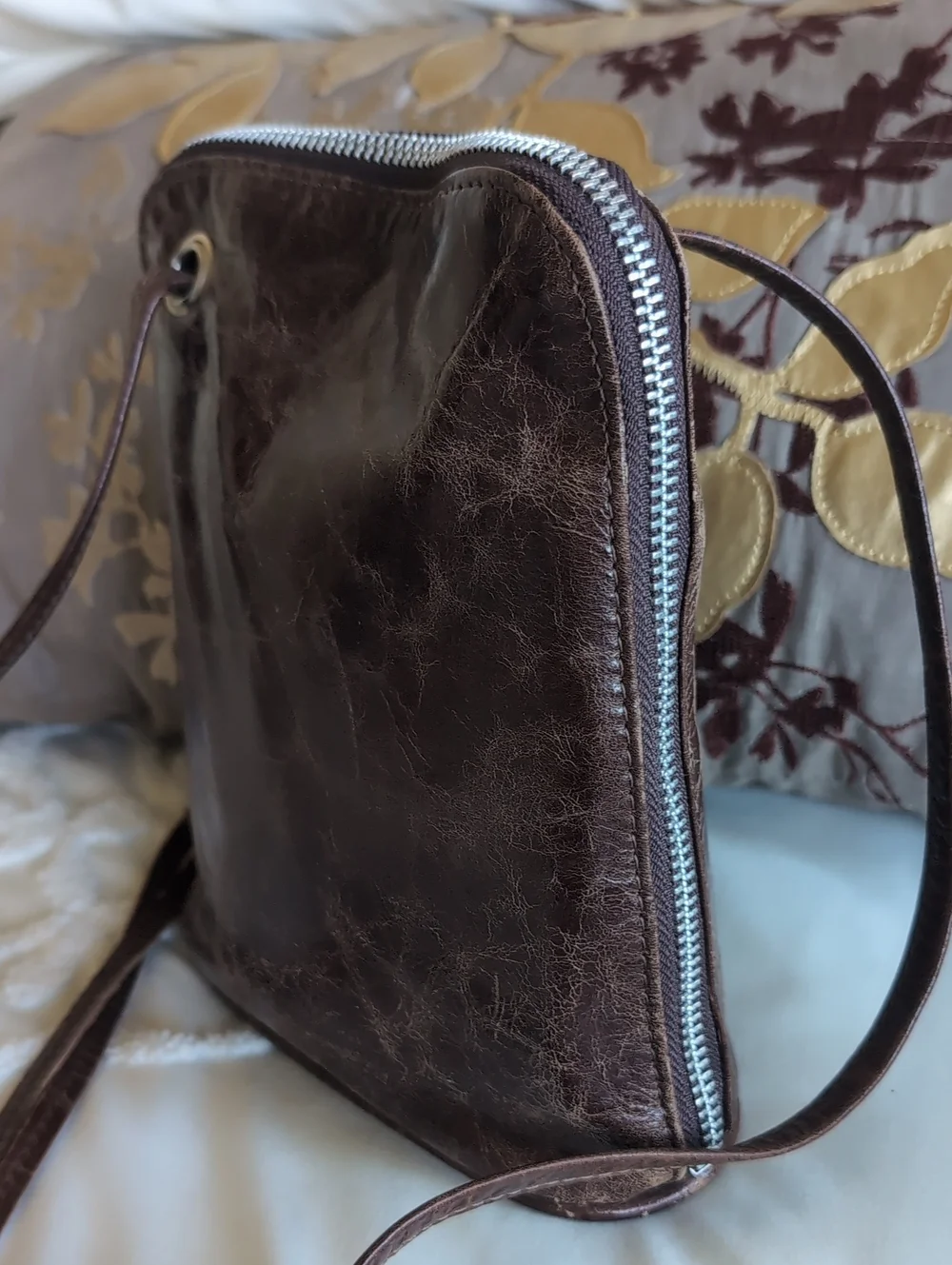 Latico Rustic Butter Soft Marbled Chocolate Leather Organizer/ Wallet Crossbody